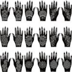 18 Sheets Henna Stencils Henna Tattoo Stencil Kit, Hand Henna Temporary Tattoo Stencils for Women and Girls Arabian Realistic Tattoo Stickers