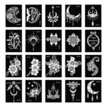 20 Sheets Temporary Tattoo Stencil Kit, Tattoo Templates for Real Tattoos Mehndi Stencils for Kids Teens Adults Body Paint