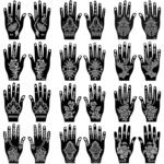 24 Sheets Henna Tattoo Stencils Kit for Hand, Indian Arabian Temporary Tattoo Template Mehndi Stencil Stickers
