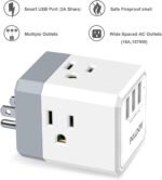 3-Outlet USB Wall Charger and Extender with 3-Way Splitter, ETL Listed - for Home, Office, Cruise Ship - Image 2