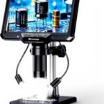 7" Digital Soldering Microscope with Remote for Electronics Repair, 1200X IPS Screen PCB Magnifier, 16M 1080P HDMI/USB Output, 2 Gooseneck Side Lights for SMD Microsoldering (MK7)