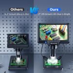 7" Digital Soldering Microscope with Remote for Electronics Repair, 1200X IPS Screen PCB Magnifier, 16M 1080P HDMI/USB Output, 2 Gooseneck Side Lights for SMD Microsoldering (MK7) - Image 2