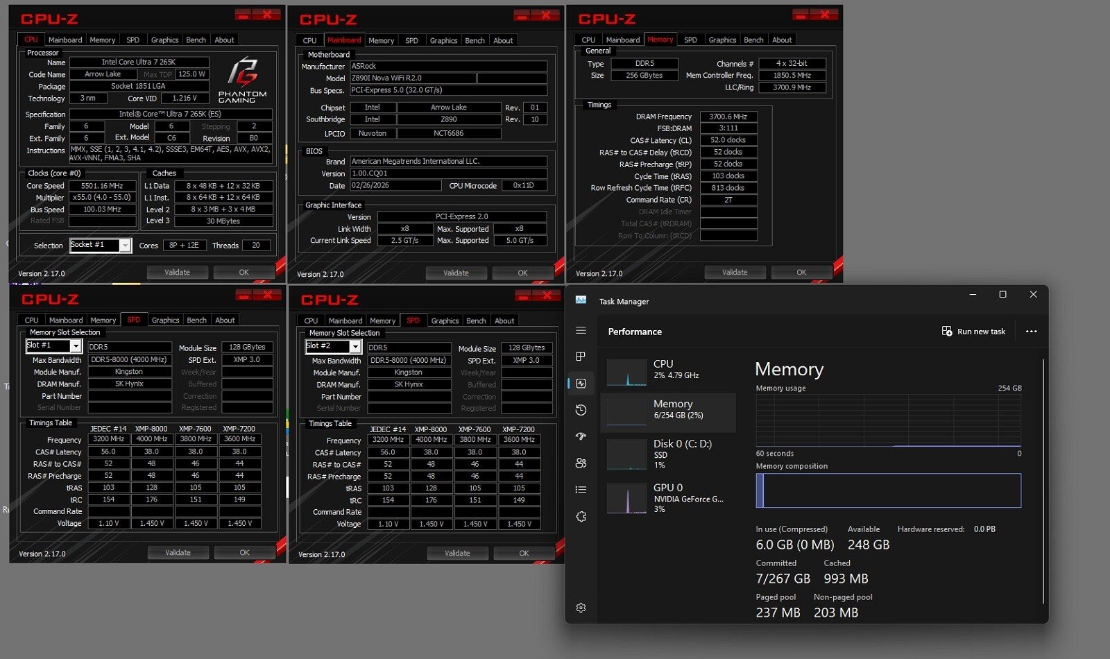 ASRock Z890I Nova WiFi R2.0 Supports CQDIMM Achieves 256GB DDR5-7400 MT/s