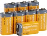 Amazon Basics 8-Pack 9V Long-Lasting Alkaline Batteries for Smoke Detector, Electronics & Audio, Reliable, 5-Year Shelf Life