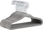 Amazon Basics Kids Velvet Non-Slip Space Saving Clothes Hangers with Shoulder Notches, Sturdy Closet Organizer for Baby/Toddler, 11.6", Gray, 30-Pack