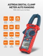 AstroAI Digital Clamp Meter Multimeter 2000 Counts Amp Voltage Tester Auto-ranging with AC/DC Voltage, AC Current, Resistance, Capacitance, Continuity, Live Wire Test, NCV, Blue - Image 2