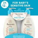 Aveeno Baby Daily Care Gift Set with Oat Extract & Prebiotic Oat, Contains Daily Moisturizing Body Lotion & Gentle 2-in-1 Baby Bath Wash & Shampoo, Hypoallergenic & Paraben-Free, Two Pack - Image 2