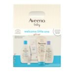 Aveeno Baby Welcome Little One Gift Set, Skincare Set with Nourishing Body Wash & Shampoo, Calming Bath Wash, All Over Wipes, Daily Moisturizing Lotion, & Balm, 5 Items