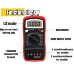 BM500A Digital Insulation Resistance Tester, 250V/500V/1000V Megohmmeter with LCD Display, 0.001-1999MΩ Range, ABS Material, with Test Clips and Stand - Image 2