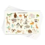 Babebay Disposable Stick-on Placemats 40 Pack for Baby & Kids & Toddler, Sticky Placemats Restaurant Table Mats 12" x 18" (Animal Alphabet)