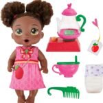 Baby Alive Bubbly Tea Party Berry Boo Doll with Teapot Accessories, Black Hair, 11 Inches, Toys for 3 Year Old Girls and Boys & Up