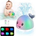Baby Bath Toys, Toddler Bath Toys for Kids Ages 1-3, Baby Easter Basket Stuffers, 1 2 3 Year Boy Girl Gifts Baby Toy 6-12-18 Months Light Up Whale Bath Toy Sprinkler Bathtub Pool Water Toy