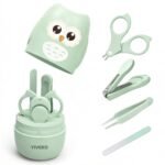 Baby Nail Kit, 4-in-1 Baby Nail Care Set with Cute Case, Baby Nail Clippers, Scissors, Nail File & Tweezers, Baby Manicure Kit and Pedicure kit for Newborn, Infant, Toddler, Kids-Owl Green