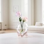 Ball-Shaped Plant Propagation Station with Wooden Stand -Glass Plant Terrarium for Home Office Kitchen Garden Decor, Plant Cuttings & Hydroponics – 3.9", Clear