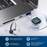 Bluetooth Headset, Wireless Headphone with AI Noise-Canceling Microphone On Ear Wireless Headset with USB Dongle for Computer Office - Image 2