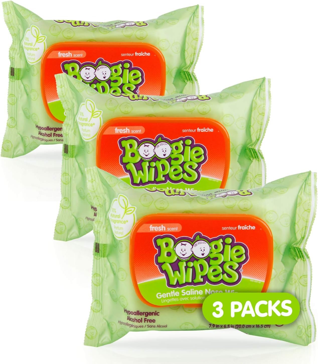 Boogie Wipes Gentle Wet Wipes for Baby and Kids, Face, Boogie Wipes Gentle Wet Wipes for Baby and Kids, Face, Hand, Body & Nose, Made with Vitamin E, Aloe, Chamomile and Natural Saline, Fresh Scent, 90 Count - Image 1