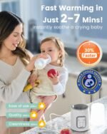 Bottle Warmer, Grownsy 8-in-1 Fast Baby Bottle Warmer with Timer, Safe for Breastmilk Nutrients, Accurate Temperature Control, with Defrost, Sterili-zing, Keep Warm, Heats Baby Food & Bottles - Image 2