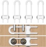 Cabinet Locks for Babies,Child Proof Cabinet Locks,4 Pack U-Shaped Baby Proofing Cabinets,Child Locks for Cabinets and Drawers,Child Safety Cabinet Locks with Adjustable(White)