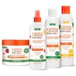 Cantu Care for Kids Haircare Regimen Set with Large Size Shampoo + Conditioner + Detangler + Leave-In Conditioner (Pack of 4)