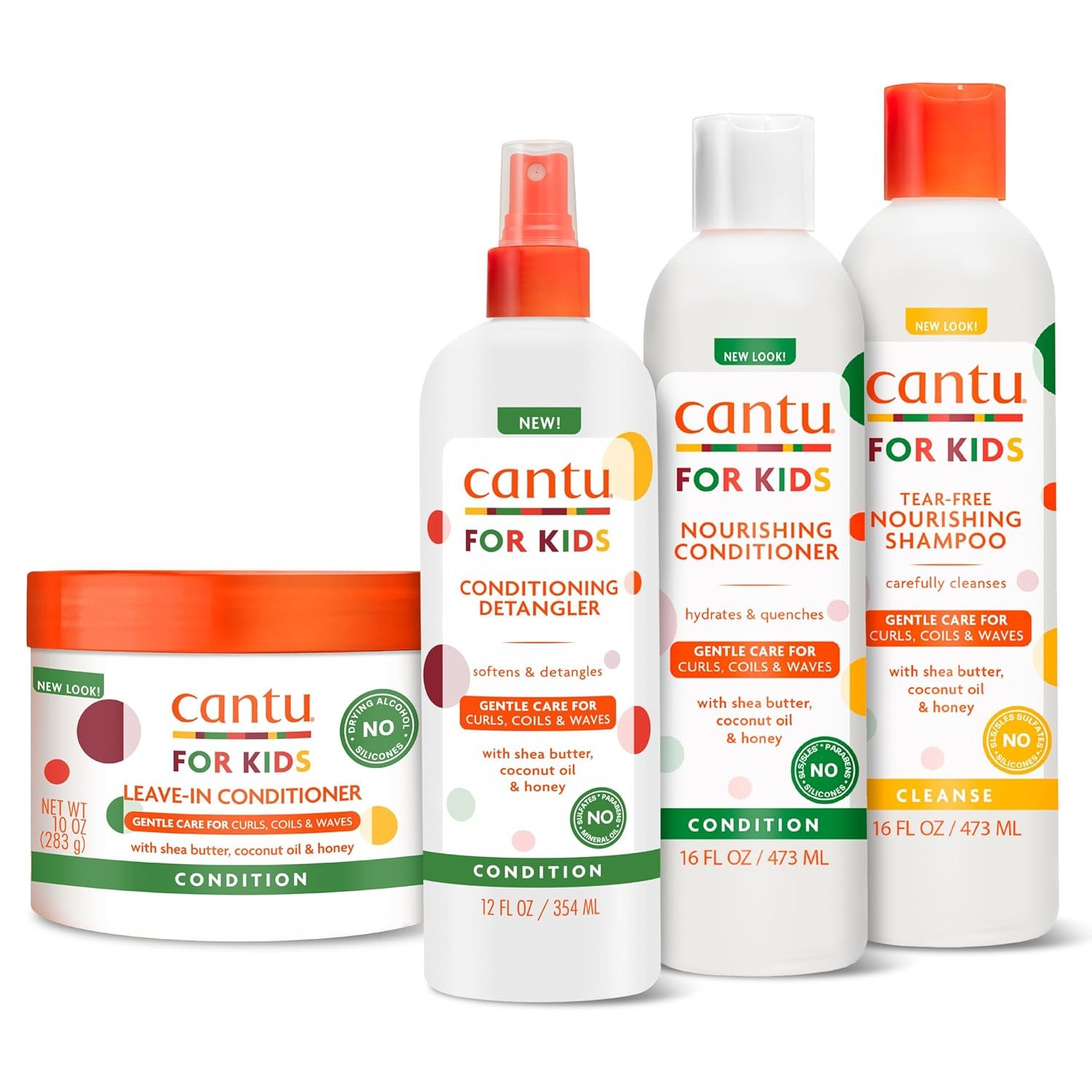 Cantu Care for Kids Haircare Regimen Set with Large Size Cantu Care for Kids Haircare Regimen Set with Large Size Shampoo + Conditioner + Detangler + Leave-In Conditioner (Pack of 4) - Image 1