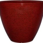 Classic Home and Garden Cali Modern Round Resin Planter for Indoor Outdoor Plants (13" Lava Red)