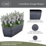 Classic Home and Garden Corinthian Resin Flower Pot Rectangle Planter, Storm Gray, 18" - Image 2