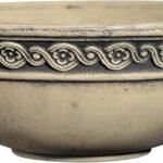 Classic Home and Garden Corinthian Shallow Planter with Drainage - Decorative Garden Bowl Planter for Succulents, Flowers, & More - UV Resistant Wide Plant Bowl for Indoors/Outdoors (12” Ivory Ash)