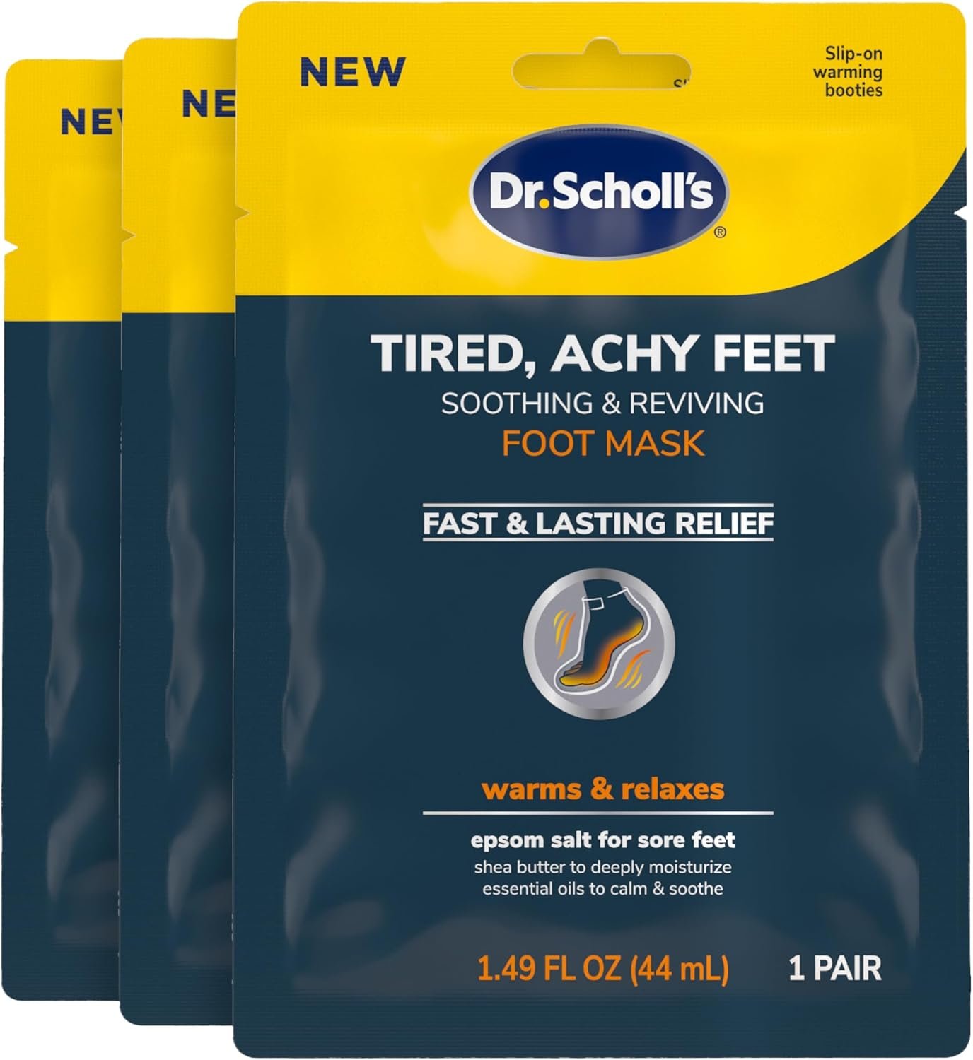 Dr. Scholl's® Tired, Achy Feet Soothing & Reviving Foot Mask, Dr. Scholl's® Tired, Achy Feet Soothing & Reviving Foot Mask, 3 Pair, Warming Booties - Image 1