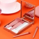 Easy-taken Travel Makeup Brush Set, COSHINE 5pcs Mini Complete Function Cosmetic Brushes Kit (5pcs with mirror) - Image 2