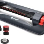 Eden 96213 Essential Turbo Oscillating Water Sprinkler, Covers Up to 3,600 sq. ft., 16 Nozzles, Weighted Base, Adjustable Range, Quick Connect Bundle, Dark Grey, Red, Silver