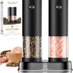 Electric Salt and Pepper Grinder Set Automatic Battery Pepper Mill Shakers Adjustable Coarseness Upgraded Larger Capacity with Led Home and Kitchen Appliances Birthday Gifts for Women Mom