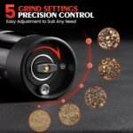 Electric Salt and Pepper Grinder Set Automatic Battery Pepper Mill Shakers Adjustable Coarseness Upgraded Larger Capacity with Led Home and Kitchen Appliances Birthday Gifts for Women Mom - Image 2
