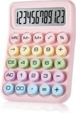Electronic Calculator,12 Digits Large LCD Display Small Desktop Calculators,Pink Basic with Big Buttons,Easy to Press Mechanical Switch Calculator,4 Function Office Supplies for Home and School (Pink)