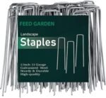 FEED GARDEN 6 Inch 50 Pack Hot-dip Galvanized Landscape Staples Plant Cover Spikes 11 Gauge Tent Stakes Garden Stakes Landscaping Fabric SOD Pins Yard Pins for Decoration Weed Barrier Fabric