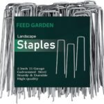 FEED GARDEN 6 Inch 50 Pack Hot-dip Galvanized Landscape Staples Plant Cover Spikes 11 Gauge Tent Stakes Garden Stakes Landscaping Fabric SOD Pins Yard Pins for Decoration Weed Barrier Fabric