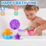 Fajiabao Baby Bath Toys for Kids Ages 1-3 Toddler Bath Toys Mold Free for 2-4 Bathtub Sand Beach Pool Water Toys for 1+ Year Old Girl Gifts 5 PCS (Color Random) - Image 2