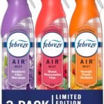 Febreze Air Mist Air Freshener, Odor-Fighting Room, Air Fresheners for Home Bathroom and Kitchen, Spray, Southern Lilac Mornings, Georgia Peach Orchard, Sweet Watermelon Vine Scent, 8.8oz (Pack of 3)