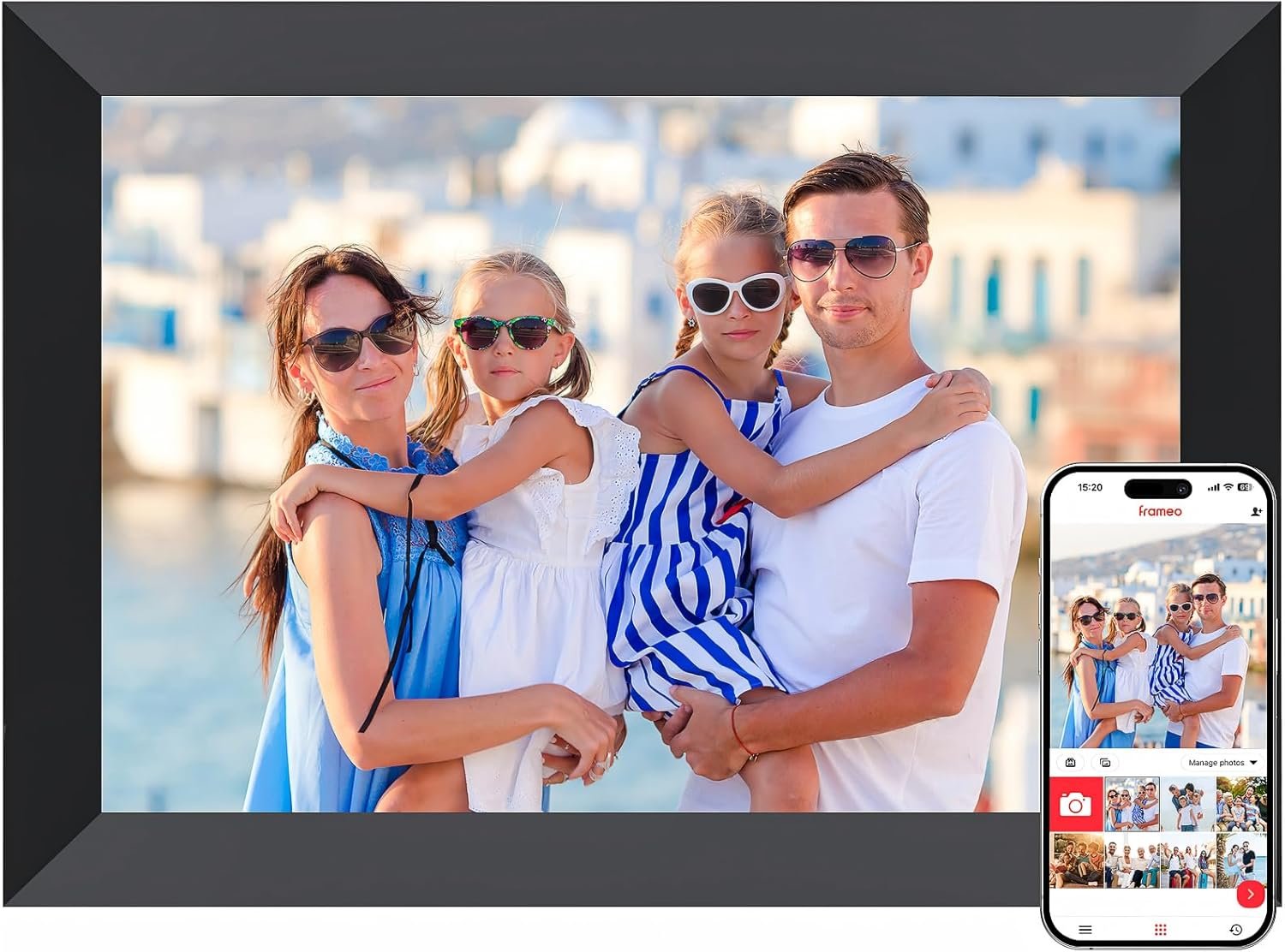 Frameo Digital Picture Frame, 10.1 Inch Smart WiFi Digital Photo Frameo Digital Picture Frame, 10.1 Inch Smart WiFi Digital Photo Frame Electronic with 1280x800 HD IPS Touch Screen, Auto-Rotate, Wall Mountable, Share Photos/Videos Instantly via Frameo App - Image 1