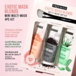 Freeman Exotic Blends Facial Mask 4 Piece Set, Peel-Off & Jelly Masks, Cleansing, Pore-Clearing & Hydrating Facial Masks, For All Skin Types, Includes Silicone Mask Brush, Vegan & Cruelty-Free - Image 2