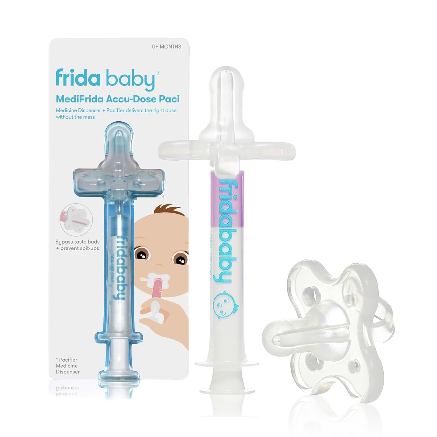Frida Baby Medicine Pacifier Syringe, Accu-Dose Paci, Medi Frida Dispenser Frida Baby Medicine Pacifier Syringe, Accu-Dose Paci, Medi Frida Dispenser for Mess & Fuss Free Use, Made in USA - Image 1