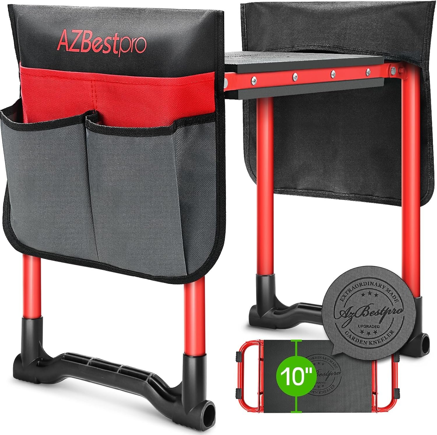 Garden Kneeler and Seat Heavy Duty,Upgraded Foldable Gardening Stool Widened Garden Kneeler and Seat Heavy Duty,Upgraded Foldable Gardening Stool Widened to 10" Stable Wear-Resistant Prevent Knee and Back Pain, Bench High-End 2 Large Tool Bags Gift for Women - Image 1