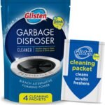 Glisten Garbage Disposer Cleaner and Freshener, Sink Disposal Odor Eliminator with Foaming Action, Lemon Scent, Made in the USA, 4 Packets
