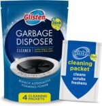 Glisten Garbage Disposer Cleaner and Freshener, Sink Disposal Odor Eliminator with Foaming Action, Lemon Scent, Made in the USA, 4 Packets