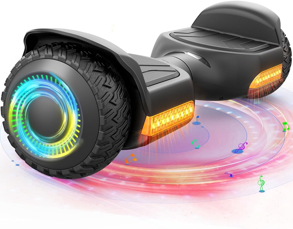 Gyroor Balancing Scooter New G13 All Terrain Balancing Scooter with Gyroor Balancing Scooter New G13 All Terrain Balancing Scooter with LED Lights, Self Balancing Off Road with Bluetooth for Kids ages 6-12 and Adults-Black - Image 1