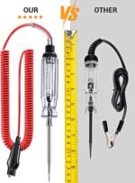 Heavy Duty Automotive Circuit Tester, Premium 6-24V Test Light with Extended Spring Test Leads & Sharp Piercing Probe, Circuit Voltage Tester with Replacement Indicator Light for Car/Vehicles - Image 2