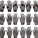 Henna Tattoo Kit, 18 Sheets Self-Adhesive Henna Tattoo Stencils Indian Mehndi Designs for Hands, Traditional Body Art