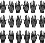 Henna Tattoo Stencils Kit, 18 Sheets Self-Adhesive Templates, Indian Mehndi Designs for Hands, Traditional Body Art