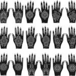 Henna Tattoo Stencils Kit, 18 Sheets Self-Adhesive Templates, Indian Mehndi Designs for Hands, Traditional Body Art