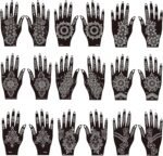 Henna Tattoo Stencils Kit, 18Temporary Tattoo Stenci Indian Mehndi Designs for Hands, Traditional Body Art