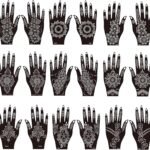 Henna Tattoo Stencils Kit, 18Temporary Tattoo Stenci Indian Mehndi Designs for Hands, Traditional Body Art
